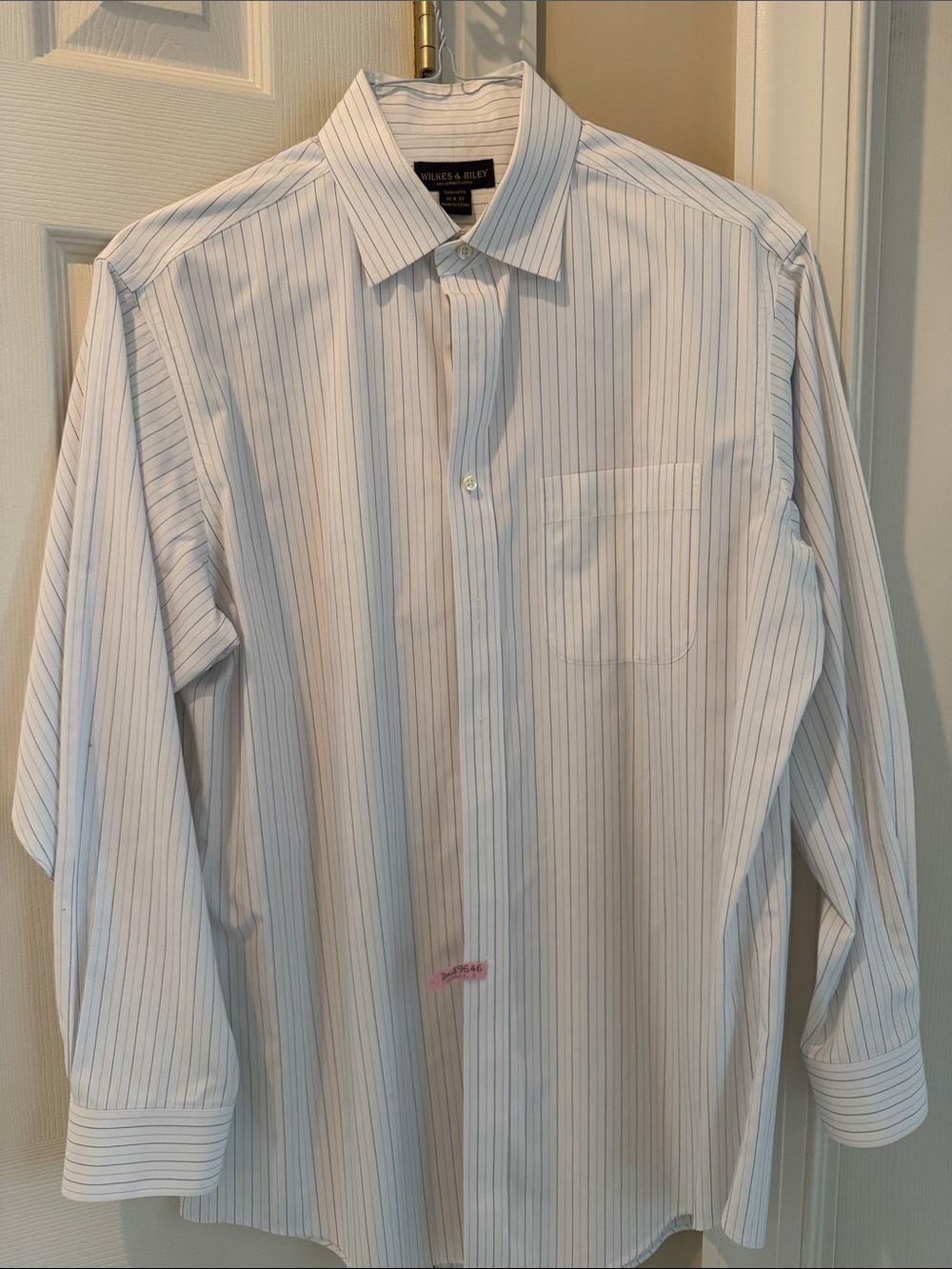 Men's White Pinstripe Dress Shirt